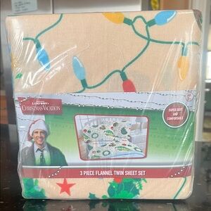 National Lampoon Christmas Vacation Flannel Yule Believe It Twin Sheet Set